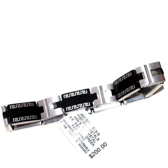 NWT MACY’S MEN’S REG $200 STAINLESS STEEL GREEK KEY REVERSIBLE BRACELET - Picture 9 of 9